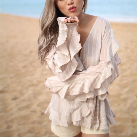 Leith Striped Ruffle Top - Picture 2 of 3